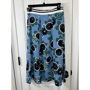 Pleione Small Blue Blueberry Midi Skirt Whimsical Floral Cottagecore Mod